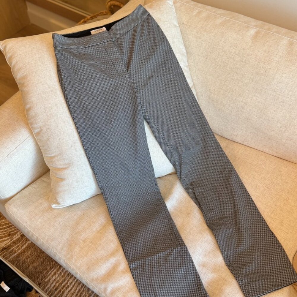 Aritzia Babaton black gingham straight leg trousers